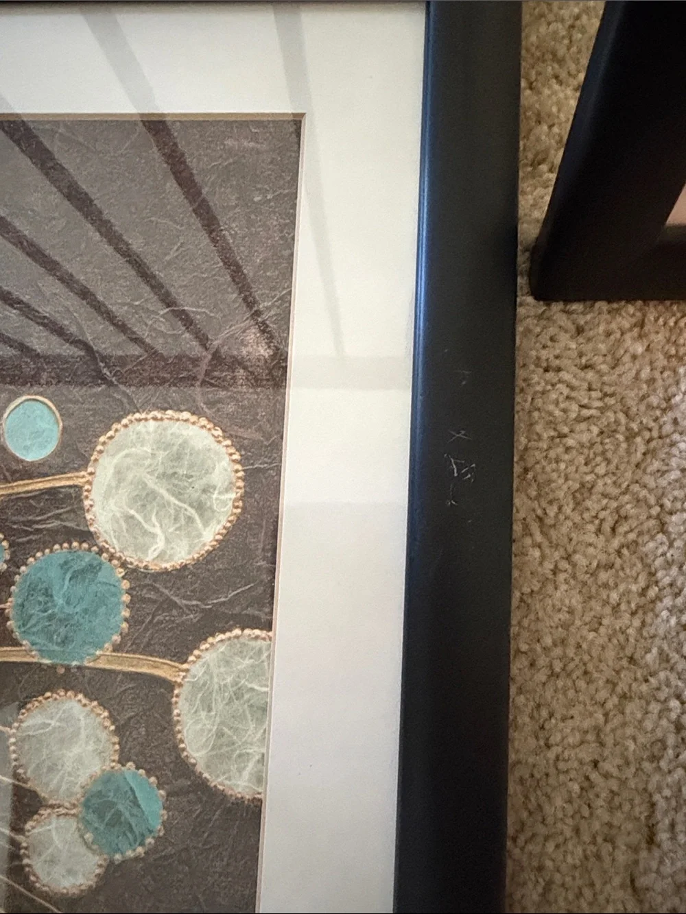 Set of 3: Alan Buckle Framed Floral Burst Wall Art in Teal, White & Gold